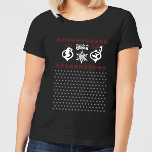 The Grinch Pattern Women's Christmas T-Shirt - Black