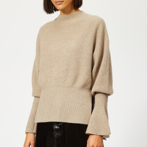 Alexander Wang Women's Mock Neck Pullover with Rib Sleeve - Oatmeal Melange