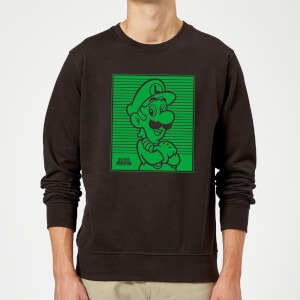 Nintendo Super Mario Luigi Retro Line Art Sweatshirt - Black