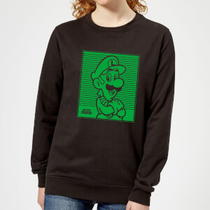 Nintendo Super Mario Luigi Retro Line Art Women's Sweatshirt - Black