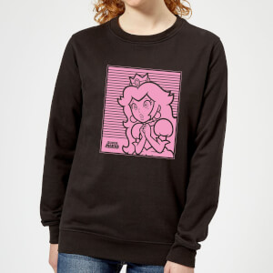 Nintendo Super Mario Princess Peach Retro Line Art Women's Sweatshirt - Black