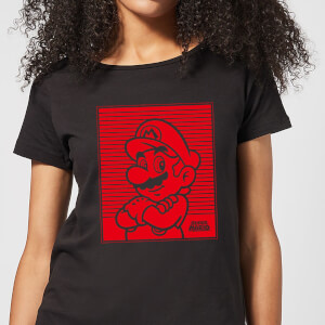 Nintendo Super Mario Retro Line Art Women's T-Shirt - Black
