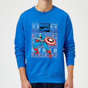 Felpa Marvel Avengers Captain America Christmas - Royal Blue