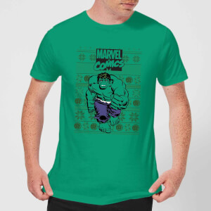 Marvel Avengers Hulk Men's Christmas T-Shirt - Kelly Green