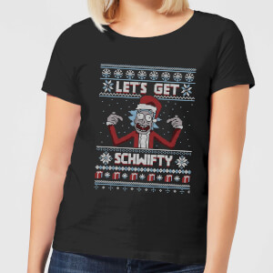 Rick and Morty Kerstmis Lets Get Schwifty Dames T-Shirt - Zwart