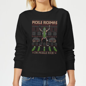 Rick and Morty Pickle Rick Women's Christmas Sweatshirt - Black