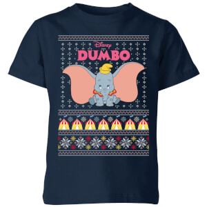 Disney Classic Dumbo Kids Christmas T-Shirt - Navy