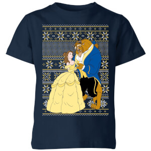 Disney Classic Die Schöne Und Das Biest Pattern Kinder T-Shirt - Navy Blau