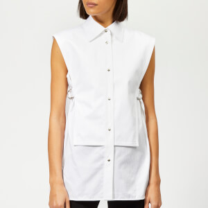 Helmut Lang Women's Sleeveless Bib Shirt - White Satin