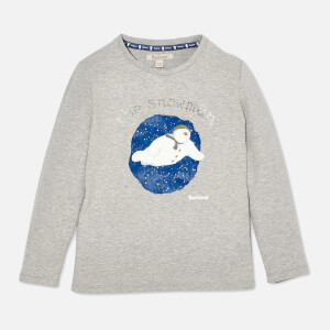 Barbour Girls' Elanor Long Sleeve Snowman T-Shirt - Light Grey Marl