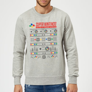 Nintendo SNES Pattern Christmas Sweatshirt - Grey