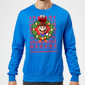 Nintendo Super Mario Mario and Cappy Christmas Sweatshirt - Royal Blue