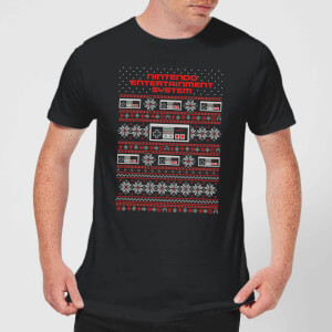 Nintendo NES Pattern Men's Christmas T-Shirt - Black