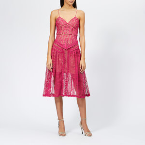 Self-Portrait Women's Spiral Lace Panel Dress - Fuchsia