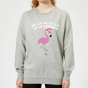 Fa La La La La La La Lamingo Women's Christmas Sweatshirt - Grey