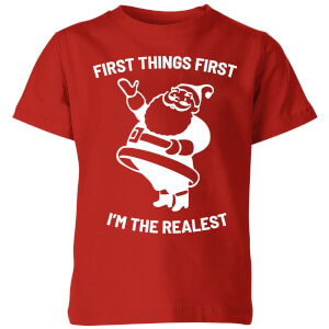 First Things First I'm The Realest Kids' Christmas T-Shirt - Red