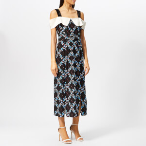 RIXO Women's Chloe Lattice Floral Midi Dress - Black