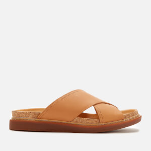 Clarks Women's Trace Drift Leather Cross Front Sandals - Light Tan