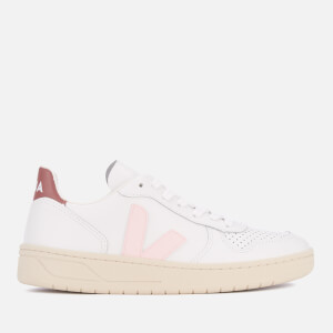 Veja Women's V-10 Leather Trainers - Extra White/Petal/Dried Petal