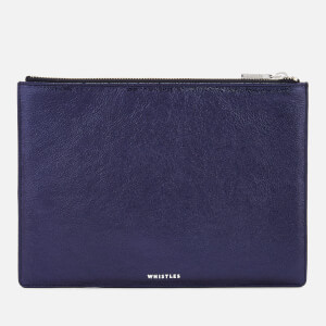 Whistles Women's Metallic Medium Clutch Bag - Navy