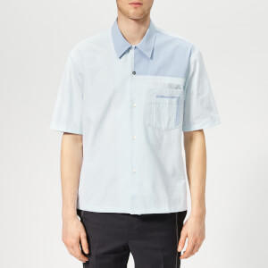 Maison Margiela Men's Tumbled Canvas Short Sleeve Shirt - Light Blue