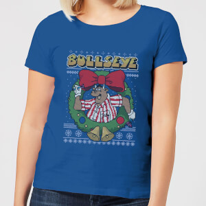 Bullseye Bullseye Wreath Women's Christmas T-Shirt - Royal Blue