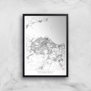 City Art Black and White Outlined Edinburgh Map Art Print
