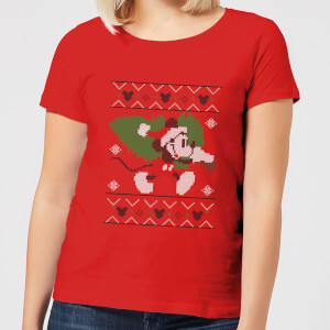 Disney Tree Mickey Women's Christmas T-Shirt - Red