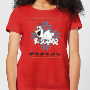 Disney Frozen Olaf and Snowmen Women's Christmas T-Shirt - Red