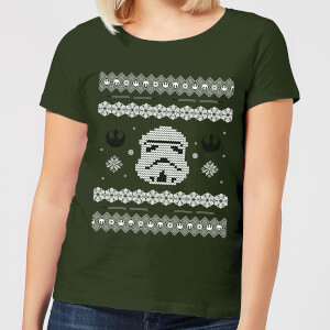 Star Wars Stormtrooper Knit Women's Christmas T-Shirt - Forest Green