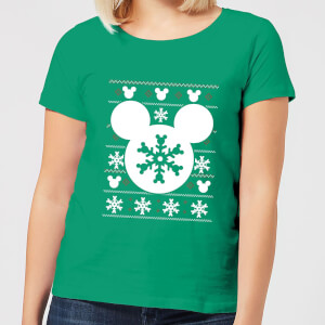 Disney Snowflake Silhouette Women's Christmas T-Shirt - Kelly Green