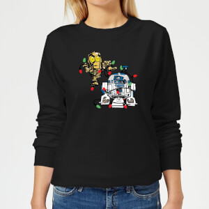 Star Wars Tangled Fairy Lights Droids Women's Christmas Sweatshirt - Black