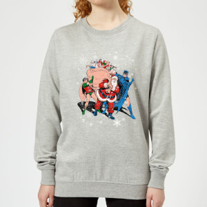 DC Batman Robin Santa Claus Women's Christmas Sweatshirt - Grey