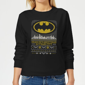 DC Seasons Greetings From Gotham Women's Christmas Sweatshirt - Black