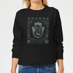 Harry Potter Slytherin Crest Women's Christmas Sweatshirt - Black