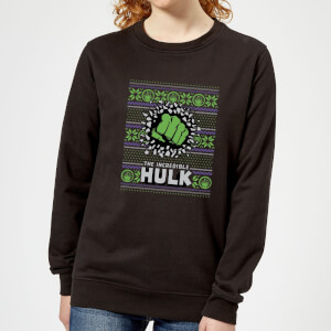 Marvel Hulk Punch Women's Christmas Sweatshirt - Black