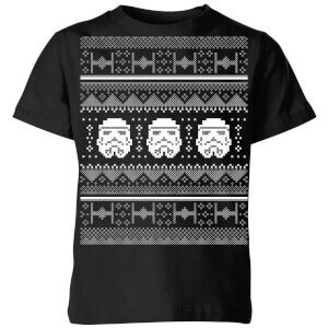 Star Wars Stormtrooper Knit Kids' Christmas T-Shirt - Black