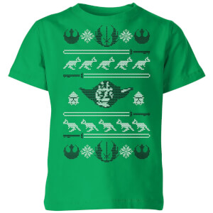 Star Wars Yoda Sabre Knit Kids' Christmas T-Shirt - Kelly Green