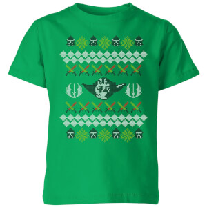 Star Wars Yoda Knit Kids' Christmas T-Shirt - Kelly Green