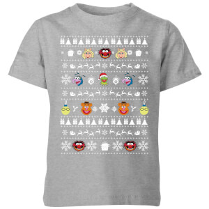 Muppets Pattern Kids' Christmas T-Shirt - Grey