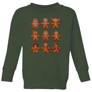 Star Wars Gingerbread Characters Kids' Christmas Sweatshirt - Forest Green