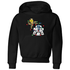 Star Wars Tangled Fairy Lights Droids Kids' Christmas Hoodie - Black