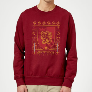 Harry Potter Gryffindor Crest Christmas Sweatshirt - Burgundy