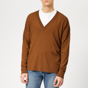 AMI Men's V Neck Sweater - Cognac