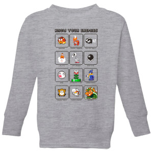 Nintendo Super Mario Know Your Enemies Kid's Sweatshirt - Grey