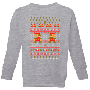 Nintendo Super Mario Ho Ho Ho Its A Me Kid's Christmas Sweatshirt - Grey
