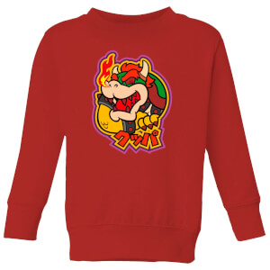 Nintendo Super Mario Bowser Kanji Kid's Sweatshirt - Red