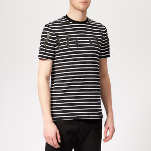 Neil Barrett Men's Bolt Wings Striped T-Shirt - Black/Black