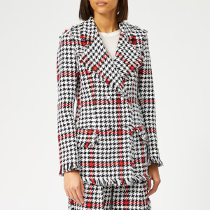 MSGM Women's Double Breasted Dog Tooth Jacket - Black