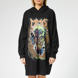 MM6 Maison Margiela Women's Oversized Hooded Printed Dress - Black
